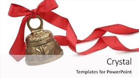  Presentation with red and gold - Amazing PPT layouts having goldenbell - golden bell and red ribbon backdrop and a  colored foreground