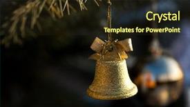  Presentation with golden belt - Slides having goldenbell - golden bells christmas decoration hanging background and a wine colored foreground