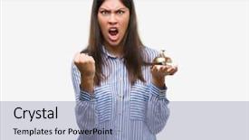  Presentation with hotel marketing strategies - Cool new slides with goldenbell - young beautiful hispanic holding hotel backdrop and a  colored foreground