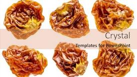  Presentation with paths - Colorful presentation design enhanced with goldenberry superfruit from peru - a set of six dried berries isolated with clipping paths backdrop and a gold colored foreground
