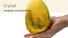  Presentation with time delivery - Audience pleasing slide deck consisting of golder easter delivery time isolated on white background backdrop and a yellow colored foreground