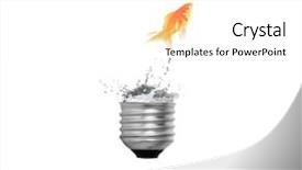  Presentation with goldfish jumping out - Slide deck enhanced with goldfish jumping out light bulb background and a white colored foreground