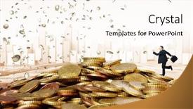  Presentation with monero cryptocurrency hologram coin form - Cool new presentation design with businessman run on euro coin backdrop and a cream colored foreground