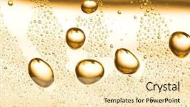  Presentation with water drop - Presentation theme enhanced with golden water drop for background background and a blonde colored foreground