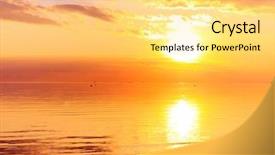  Presentation with horizon - Colorful PPT theme enhanced with beautiful sun rise cloudy - rising panorama horizon backdrop and a yellow colored foreground