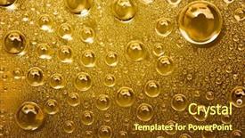 Presentation with crystal for drop of water on w - Beautiful PPT theme featuring water drops on gold background backdrop and a tawny brown colored foreground