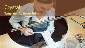  Presentation with goldsmith melting gold to liquid - Colorful slide set enhanced with goldsmith-smoothening-and-polishing backdrop and a tawny brown colored foreground