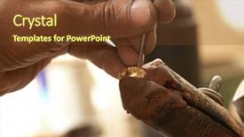  Presentation with goldsmith melting gold to liquid - Colorful presentation theme enhanced with goldsmith working on an unfinished backdrop and a tawny brown colored foreground