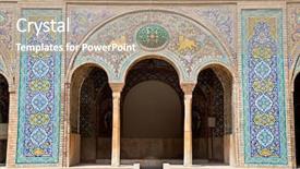  Presentation with mosaic - Slide deck having golestan palace tehran iran background and a coral colored foreground