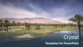  Presentation with hot springs - Beautiful PPT theme featuring golf - beautiful landscape view of palm backdrop and a ocean colored foreground