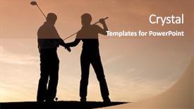  Presentation with golf player playing - Theme with golf - pictured as a silhouette background and a coral colored foreground