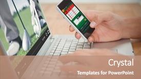  Presentation with man holding phone - Theme consisting of golf - view of lecture app background and a coral colored foreground