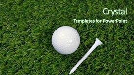  Presentation with golf - Cool new PPT layouts with golf ball and wooden tee backdrop and a tawny brown colored foreground