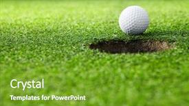  Presentation with golf - PPT layouts enhanced with golf ball at the hole background and a tawny brown colored foreground
