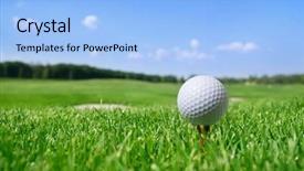  Presentation with club - Theme having golf ball in grass background and a light blue colored foreground