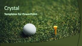  Presentation with golf ball on tee - Colorful slide set enhanced with golf ball nearby yellow tee backdrop and a tawny brown colored foreground