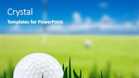  Presentation with golf course - Colorful slides enhanced with golf ball on a golf course with the green in the background - very shallow depth of field backdrop and a teal colored foreground