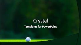  Presentation with golf ball on tee - Colorful PPT theme enhanced with golf ball on a lawn backdrop and a black colored foreground