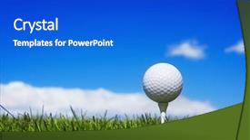  Presentation with golf - Colorful PPT layouts enhanced with golf ball on a tee backdrop and a cobalt blue colored foreground