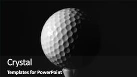  Presentation with golf ball on tee - Cool new slide set with golfball - golf ball on dark background backdrop and a black colored foreground