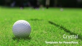  Presentation with course - Beautiful slide deck featuring golf ball on green golf course backdrop and a tawny brown colored foreground
