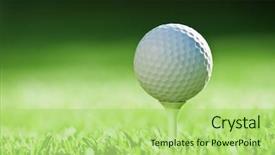  Presentation with golf - PPT theme enhanced with golf ball on green grass background and a mint green colored foreground