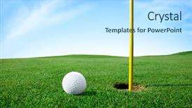  Presentation with next - PPT layouts featuring golf ball on green grass background and a sky blue colored foreground