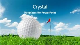  Presentation with golf - Amazing PPT layouts having golf ball on green grass backdrop and a ocean colored foreground