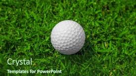  Presentation with grad ball - Cool new slide deck with golf-ball-on-green-grass backdrop and a forest green colored foreground