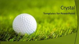  Presentation with golf - Presentation theme consisting of golf ball on green grass background and a gold colored foreground