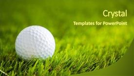  Presentation with golf - Colorful presentation theme enhanced with golf ball on green grass backdrop and a tawny brown colored foreground