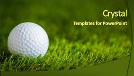  Presentation with golf - PPT theme featuring golf ball on green grass background and a tawny brown colored foreground