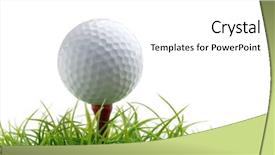  Presentation with golf - Amazing PPT theme having golf ball on green grass backdrop and a white colored foreground