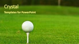  Presentation with golf ball on tee - Slides having golf ball on irish idyllic background and a tawny brown colored foreground