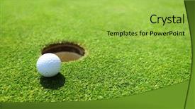  Presentation with golf - Slide set having golf ball on lip background and a yellow colored foreground