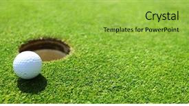  Presentation with golf - Slide set consisting of golf ball on lip background and a yellow colored foreground
