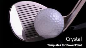  Presentation with golf - Colorful PPT theme enhanced with golf-ball-on-pitching-wedge backdrop and a black colored foreground