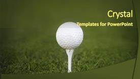  Presentation with golf - Theme consisting of golf ball on tee ready background and a tawny brown colored foreground