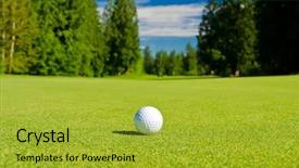  Presentation with golf - PPT theme having golf ball on tee background and a gold colored foreground