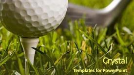  Presentation with golf driving range - Slides with golf ball on tee background and a tawny brown colored foreground