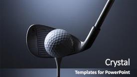  Presentation with dark blue - Presentation theme with golf ball on tee background and a tawny brown colored foreground