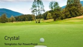  Presentation with golf - Presentation theme consisting of golf ball on tee background and a seafoam green colored foreground