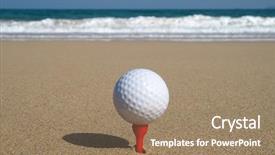 Presentation with beach ball - PPT layouts with beer hite - golf ball on the beach background and a coral colored foreground