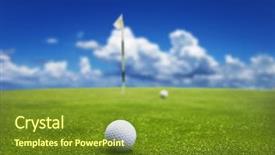  Presentation with golf - Amazing slide deck having golf ball on the green backdrop and a tawny brown colored foreground