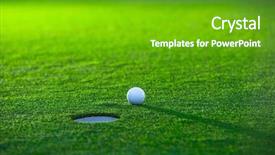  Presentation with golf - Colorful slide set enhanced with golf ball on the lawn backdrop and a shamrock green colored foreground