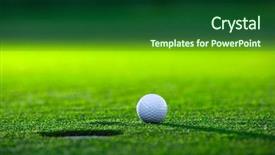  Presentation with golf - PPT layouts having golf-ball-on-the-lawn background and a forest green colored foreground