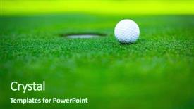  Presentation with green lawn - PPT layouts with golf ball on the lawn background and a forest green colored foreground