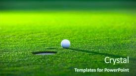  Presentation with golf - Colorful slide set enhanced with golf ball on the lawn backdrop and a forest green colored foreground