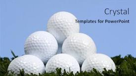  Presentation with sky blue - Presentation design featuring golf-ball-pyramid-on-grass background and a light blue colored foreground