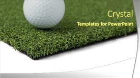  Presentation with golf - Amazing PPT theme having golf-ball-resting-on-section backdrop and a tawny brown colored foreground